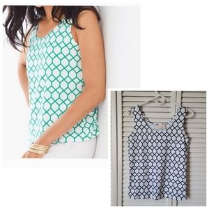 CHICO'S Honeycomb Print Basic Tank, Size Small